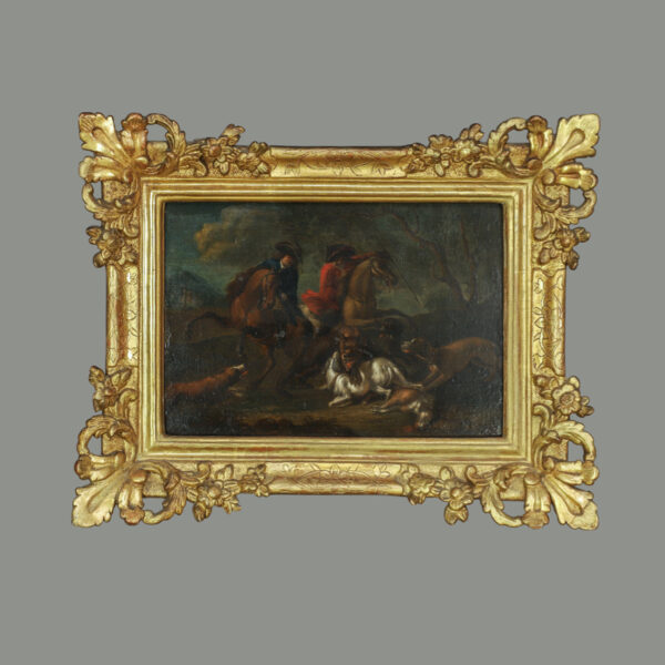 Regence frame with bear hunt scene